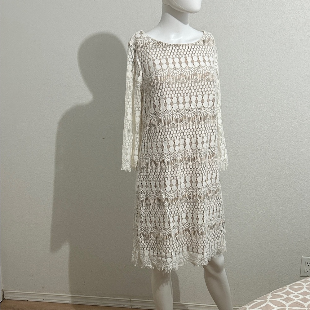 Ronni Nicole Ivory Long Sleeve Lace Dress